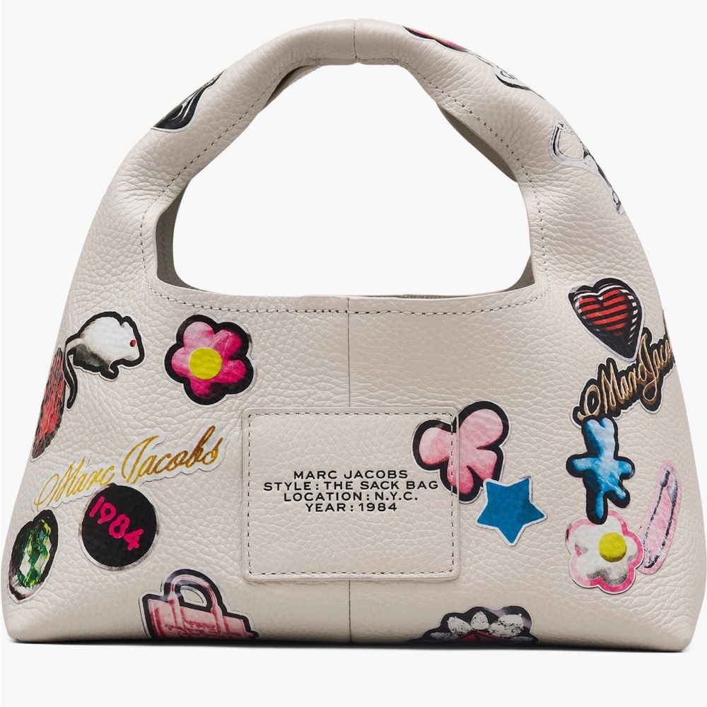 Marc Jacobs The Mini Sack Sticker Leather Top Handle Bag - Picture 2 of 10